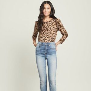 Veronica Beard Leopard Print 100% Pima Cotton T-Shirt Size Large